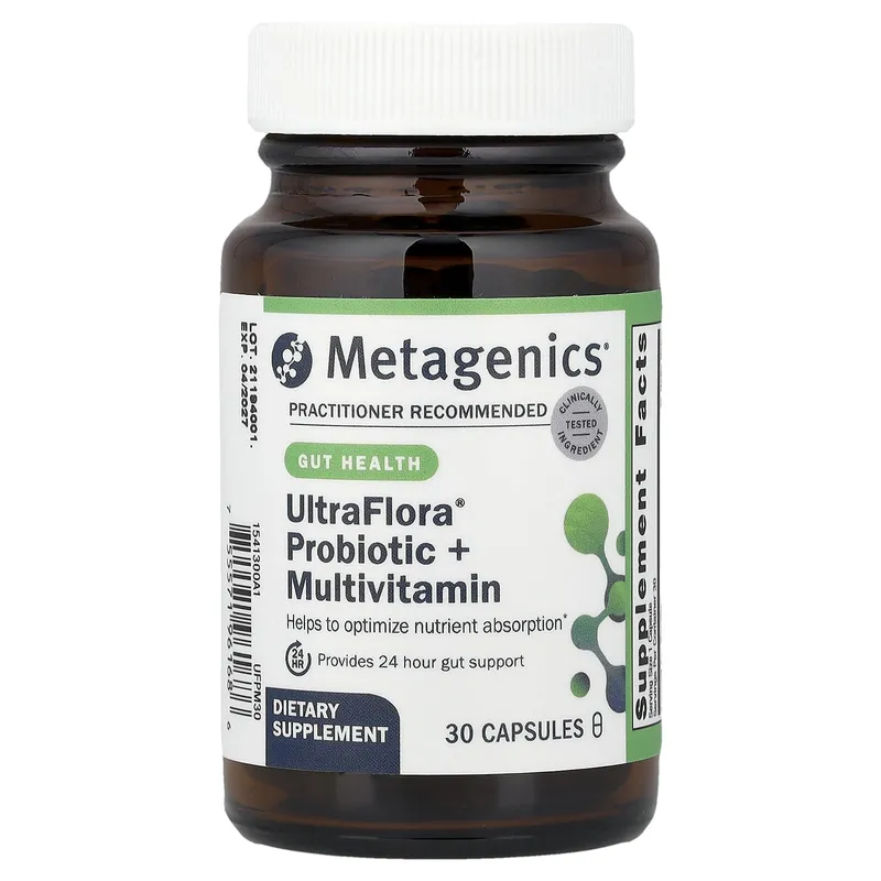 Metagenics, UltraFlora®, Probiotika + Multivitamin, 30 kapslar