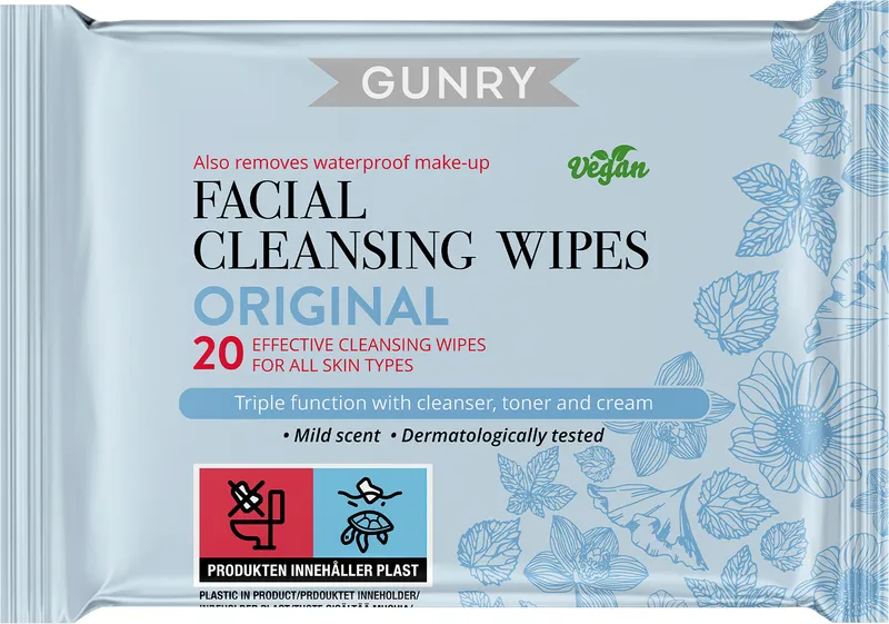 Gunry Facial cleansing wipes original 20 st