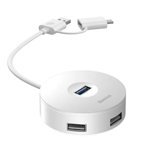 Rund USB-hub-Adapter 1m – Vit