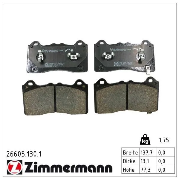 Bromsbelägg ZIMMERMANN 26605.130.1