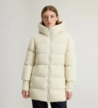 Woolrich för kvinnor. CFWWOU2090FRUT3107 Cloud Duffle Coat med beige matt yta (L), Casual, Polyamid