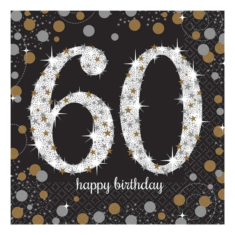 Servetter 60 Silver/Guld Glitter - 16-pack