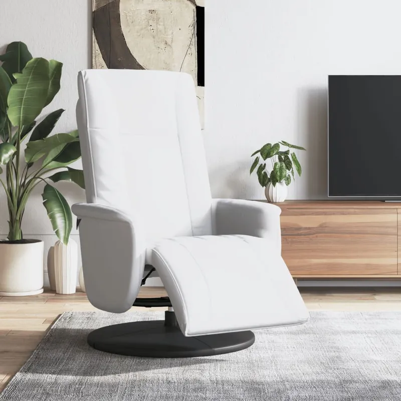 vidaXL Reclinerfåtölj med fotstöd vit konstläder (#2926)