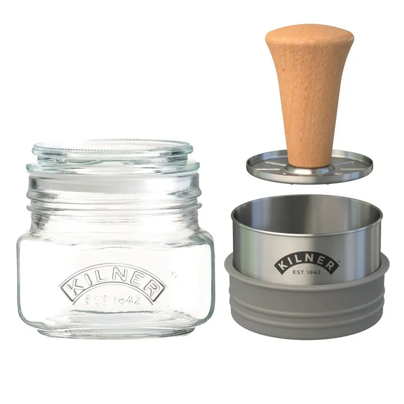 Kilner Kilner Mash & Store förvaringsburkset Klar-rostfritt stål-trä, 0,5 L