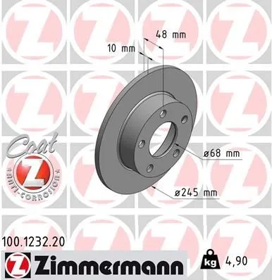 Bromsskiva ZIMMERMANN 100.1232.20