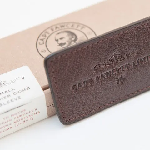 Leather Case Folding Pocket Moustache Comb
