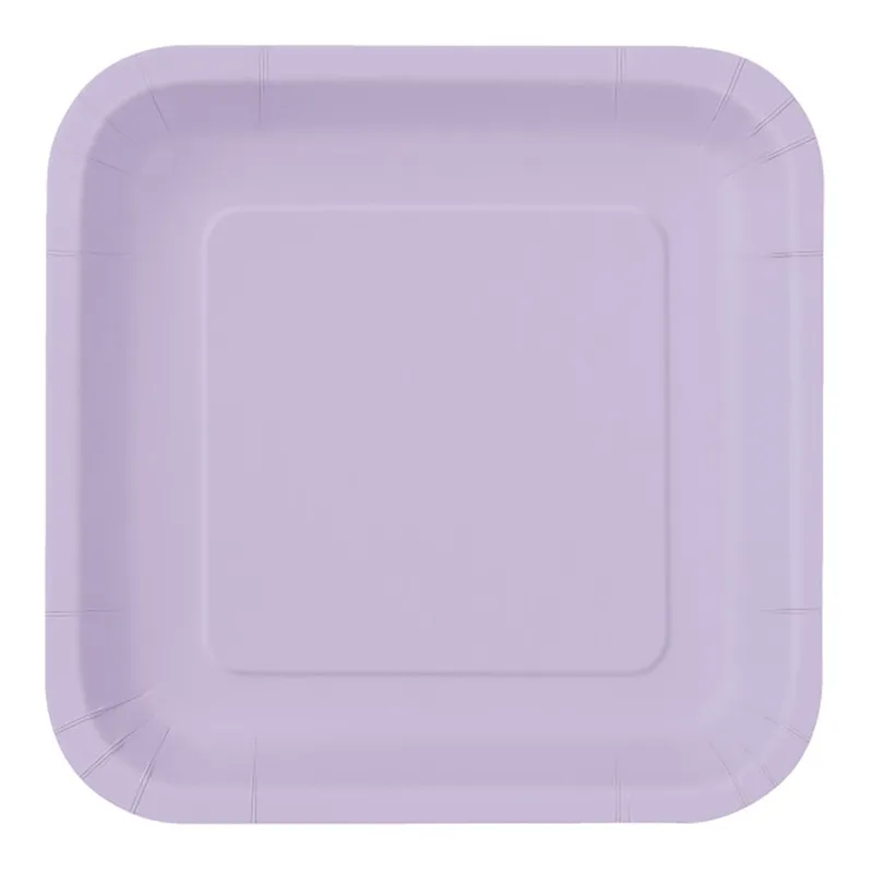 Papperstallrikar Kvadrat Ljuslila – 14-pack