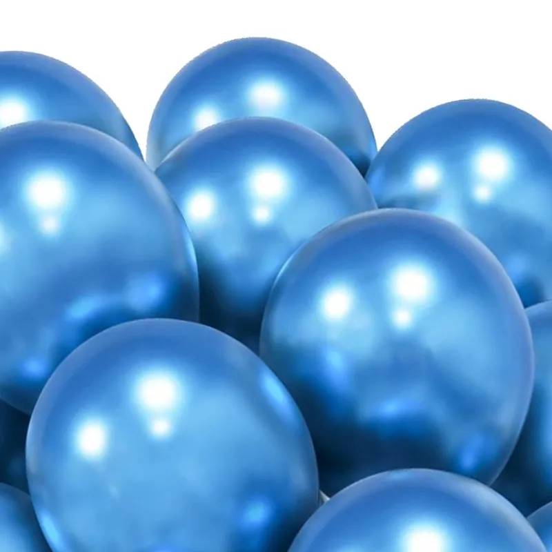 Blå Krom Ballonger 30cm Latex Spegeleffekt Festdekoration Student Födelsedag 9-pack