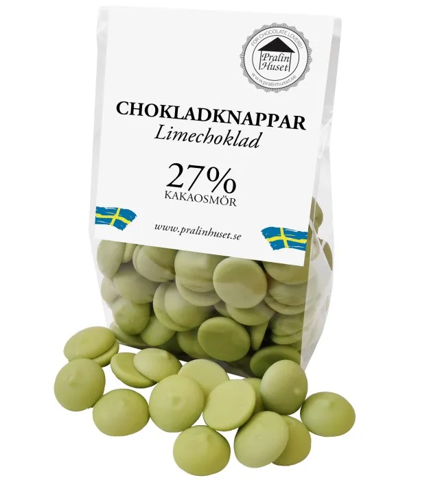 Pralinhuset Chokladknappar 27% Limechoklad 100g
