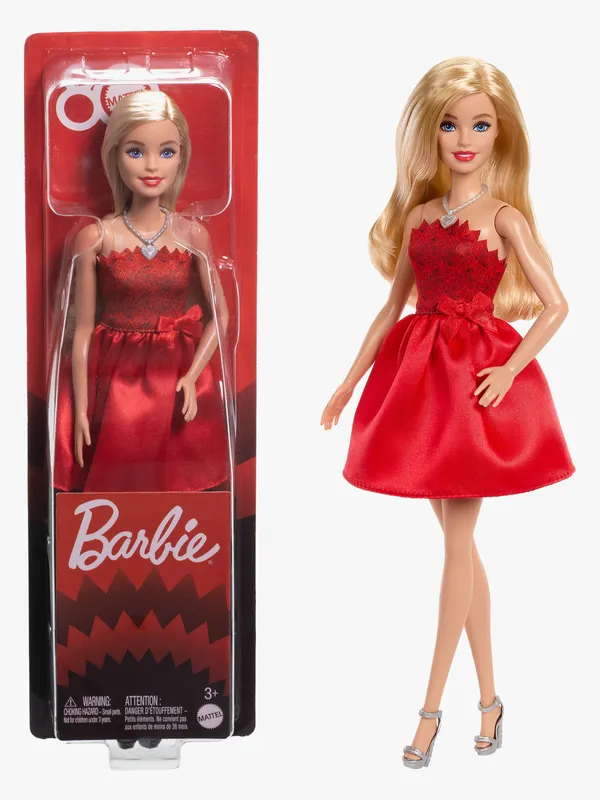Barbie 80-årsjubileumsdocka rubinröd med halsband