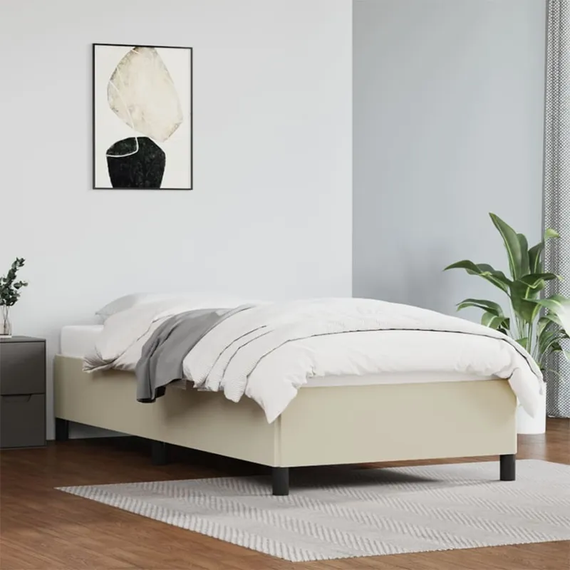 vidaXL Sängram gräddvit 90×190 cm konstläder (#2727)