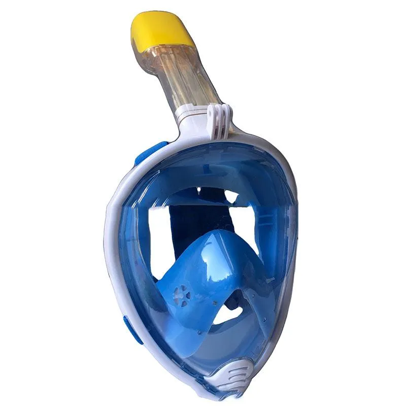 Dykmask Simutrustning Heltorka silikonglasögonmasker för GoPro med öronproppar Snorkelset L blå