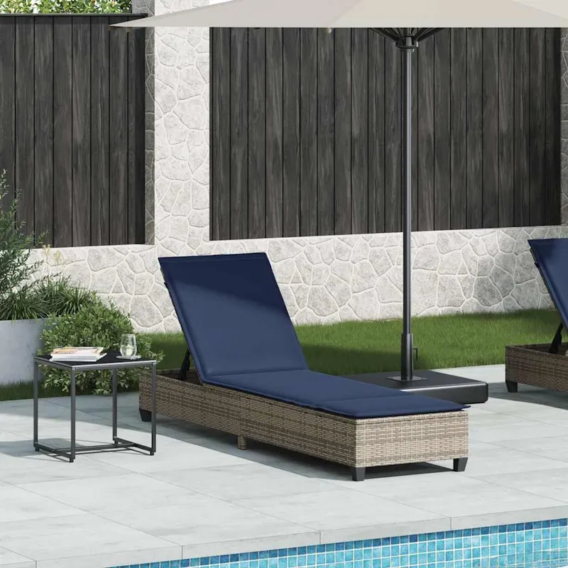 vidaXL Solstol med dynor grå 55x200x25,5cm konstrotting