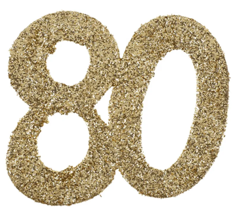 Konfetti guld 80 år, 6-pack