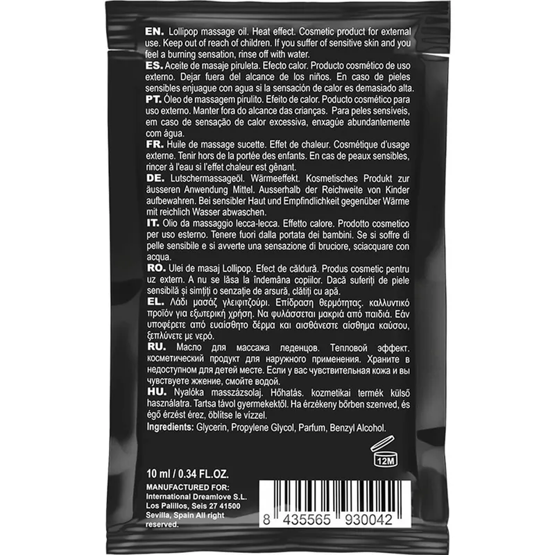 Premium Experience Heating Sensation - Lollipop Kissable Massageolja med värmeeffekt 10 ml - Pocket