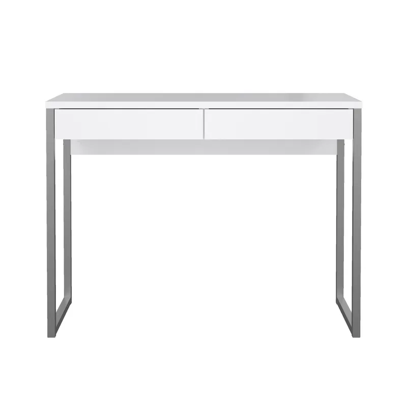 TVILUM Function Plus skrivbord – vit högglans, med 2 lådor