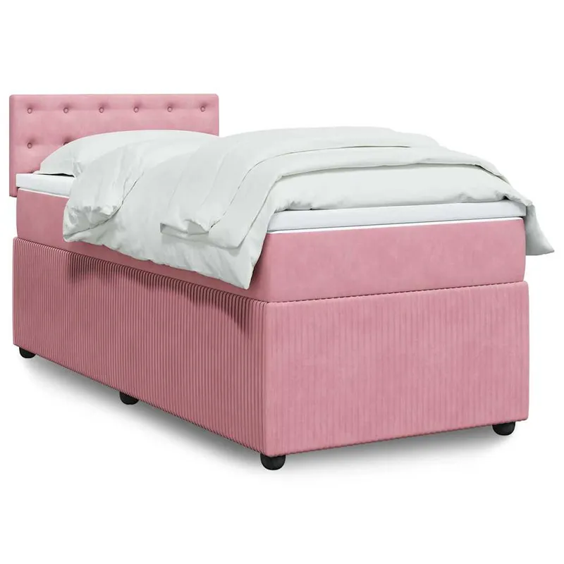 vidaXL Ramsäng med madrass rosa 100×200 cm sammet (#8615)