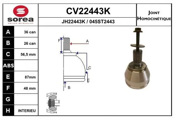 Ledsats, drivaxel EAI CV22443K