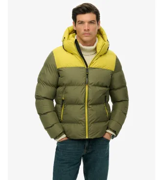 Superdry för män. M5012281A Quiltad jacka Colorblock grön (S), Casual, Återvunnen polyester, Hållbar