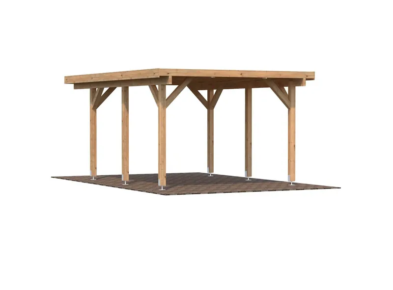 Palmako Karl Carport 18,4 m²/inv. 11,7 m², brun impregnerad