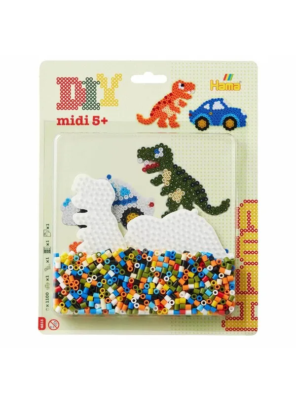Hama Midi Set Bil & Dinosaurie 1100st – Hama – Leksaksaffären