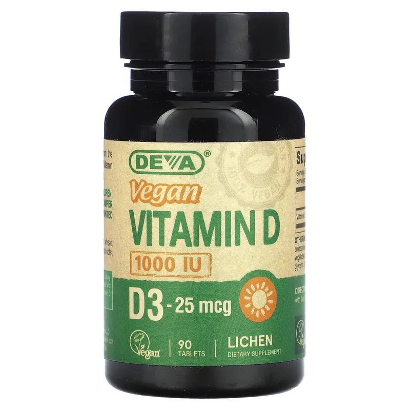 Deva, vegansk vitamin D3, 25 mcg (1 000 IE), 90 tabletter