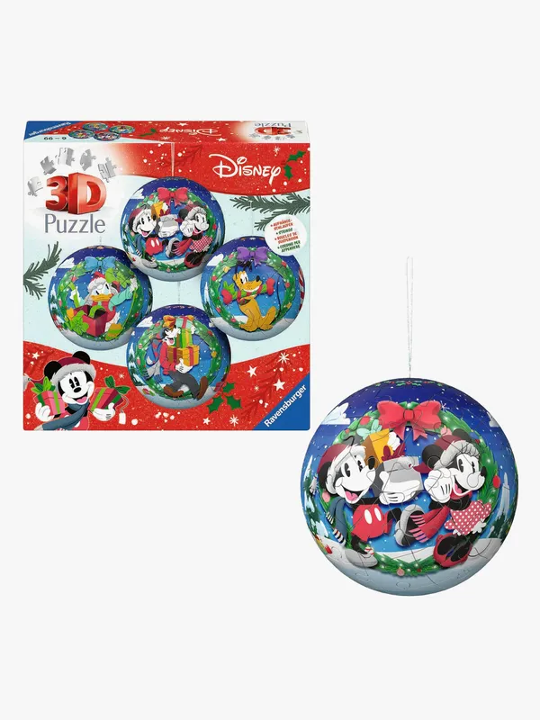 Ravensburger 3D Puzzle-Ball 4 st. Disney julkulor i en låda 3D pusselspel