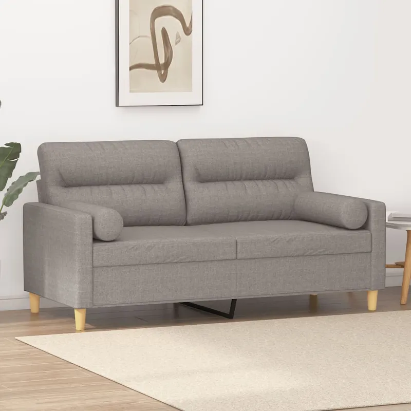 vidaXL 2-sits soffa med prydnadskuddar taupe 140 cm tyg