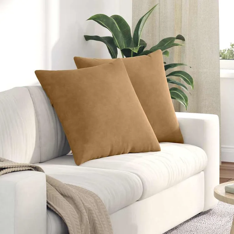 vidaXL Sofakuddar 2 st Brun 60 x 60 cm Kordread tyg