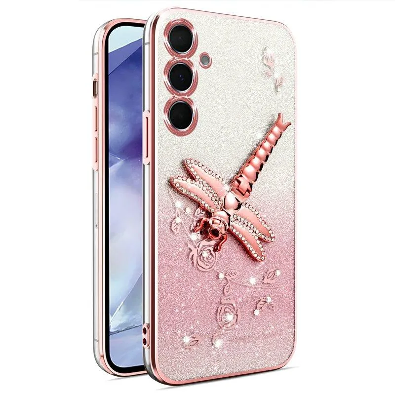 KADEM Mobilskal för Samsung Galaxy S26 Kickstand TPU Blommor – Roséguld