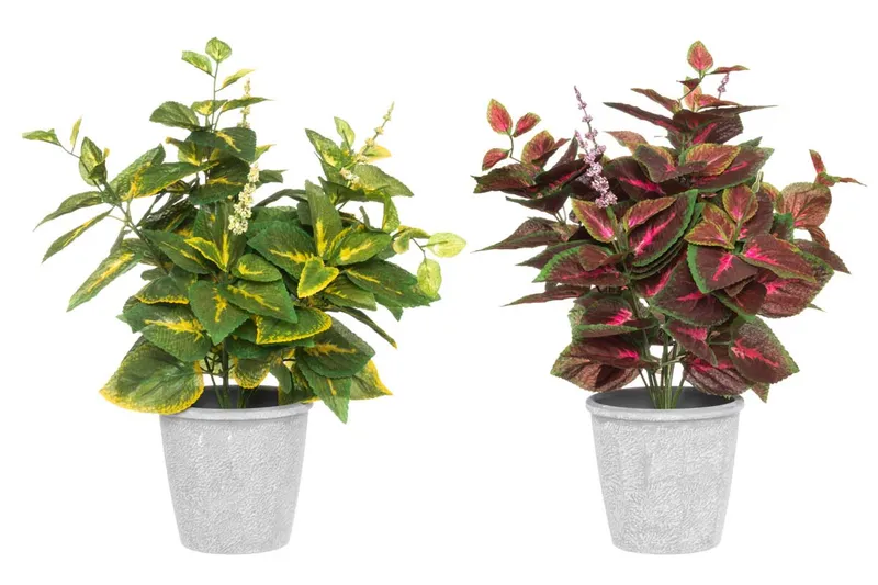Konstgjord Coleus Palettblad med kruka 40 cm – Vinröd