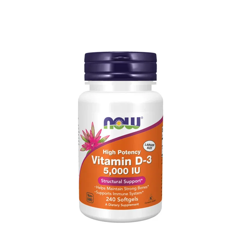 NOW - Vitamin D-3, 5000 IE - 240 mjukkapslar
