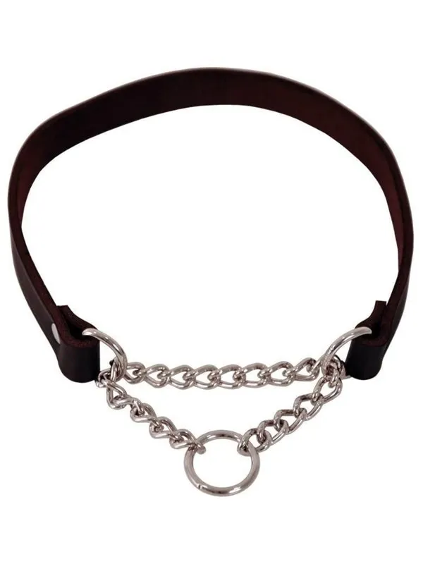 Dogman Läderhalsband för hundar med korrektionskedja 18mmx50cm