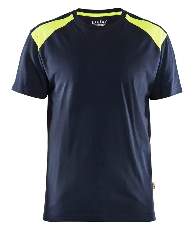 Blåkläder 3379104286334XL T-shirt varsel, marinblå/gul 4XL