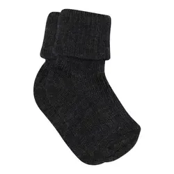 Baby Ankelsockor I Merinoull Med Omvik Dark Grey Melange 29/32