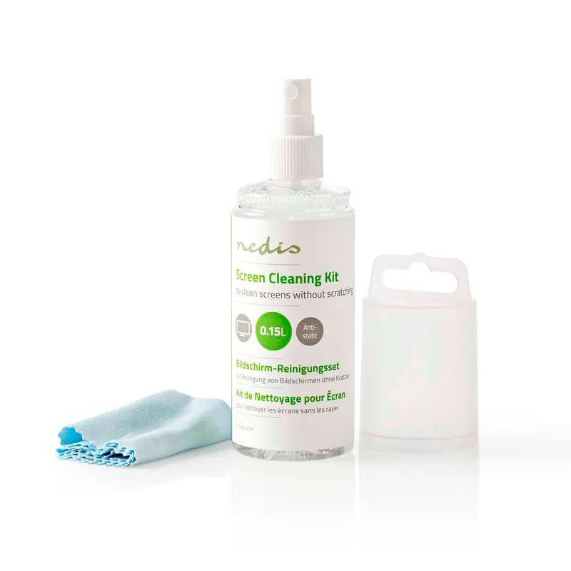 Skärm rengörning | Spray | 150 ml | Dator / Läsplatta / Smartphone / Tvskärm | Torkare ingår