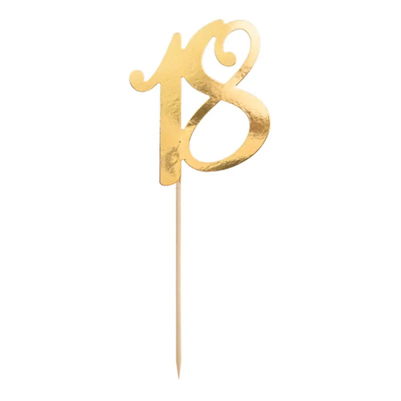 Tårtdekoration Siffra Guld – Siffra 18
