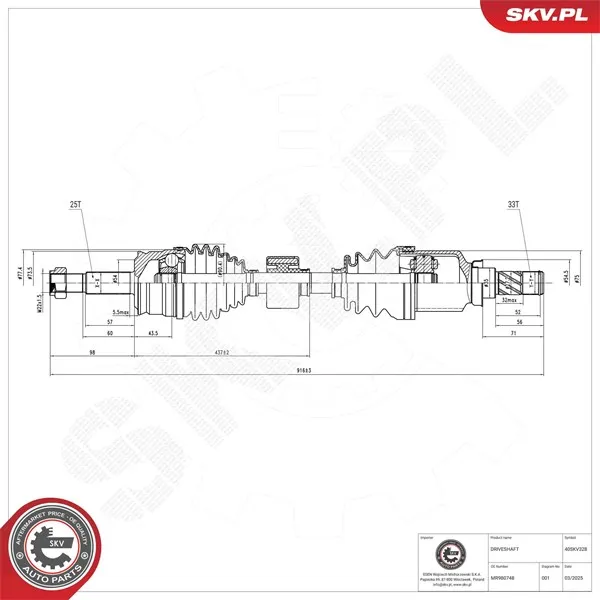 Drivaxel ESEN SKV 40SKV328