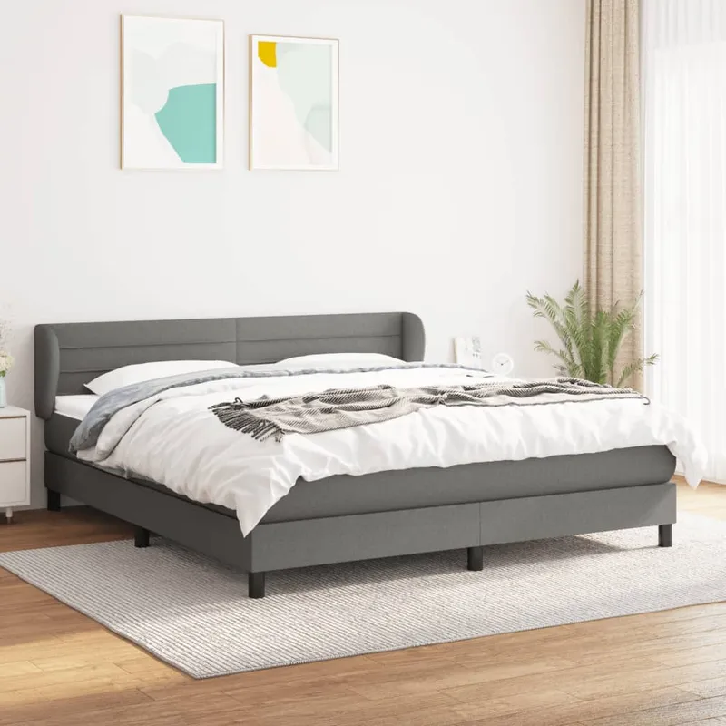 vidaXL Ramsäng med madrass mörkgrå 180×200 cm tyg (#2183)