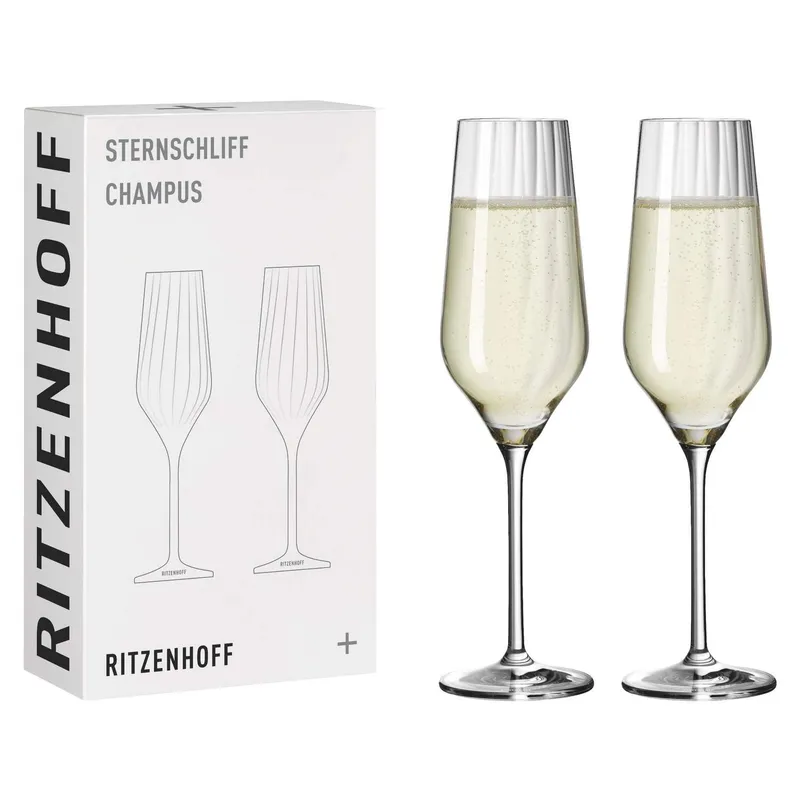 Sternschliff Champagneglas 2-p
