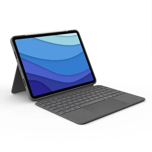 Logitech Combo Touch tablet with keyboard for iPad Pro 11” (1/2/3/4th. gen.) - Tastatur & Folio set - Nordisk - Grå