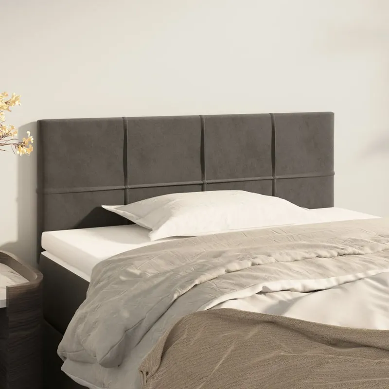 vidaXL Sänggavel mörkgrå 100x5x78/88 cm sammet (#8852)