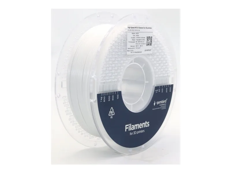 Gembird High Speed PETG (PET, PETT) – White – 1.75mm ø – 1 kg