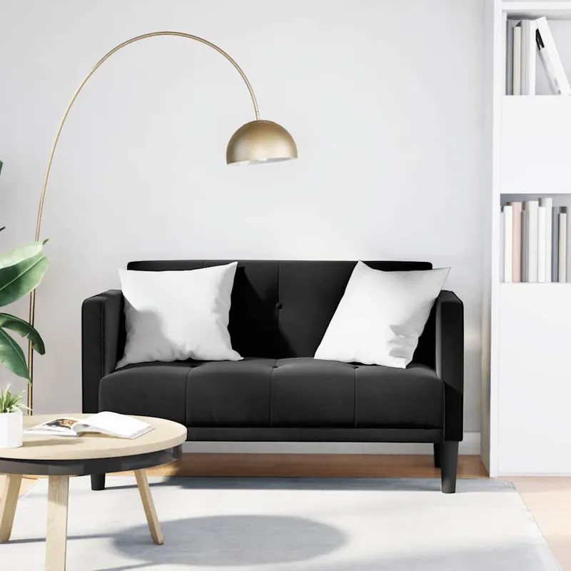 vidaXL Loveseat soffa svart 111 cm sammet
