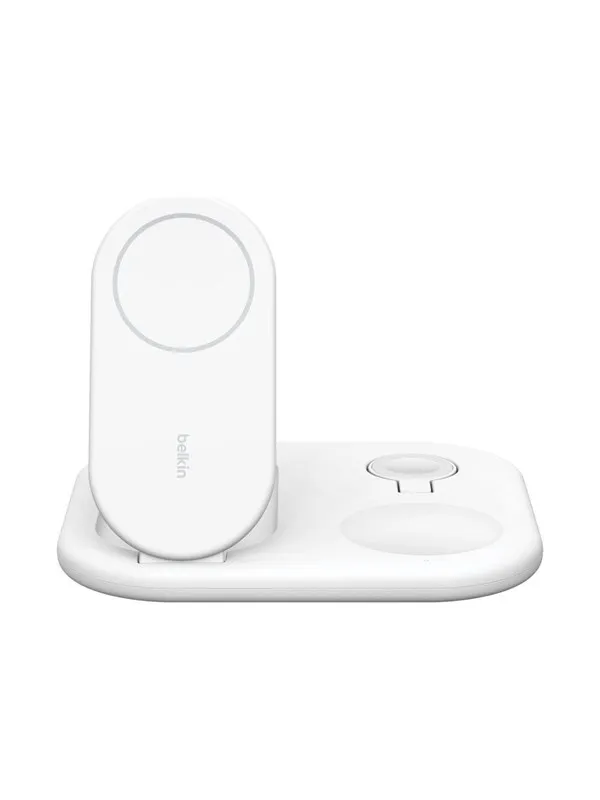 Belkin BoostCharge WIZ029VFWH 3-i-1 trådlöst laddningsställ 15W Qi2, vit