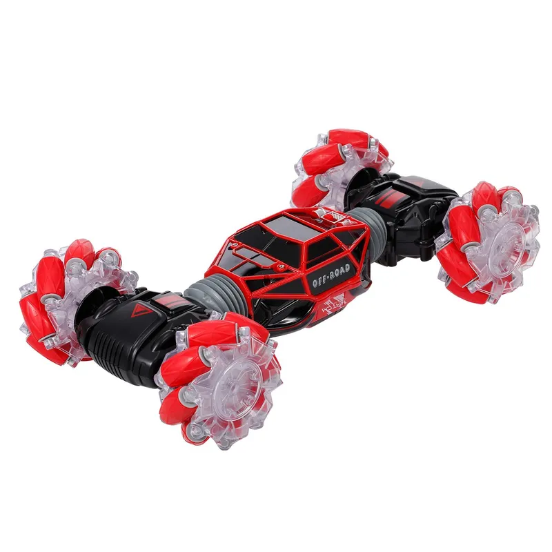 RC Stuntbil 4WD-klocka Gessensorkontroll Deformerbar Elbil All-Terräng Transformerbar bil röd