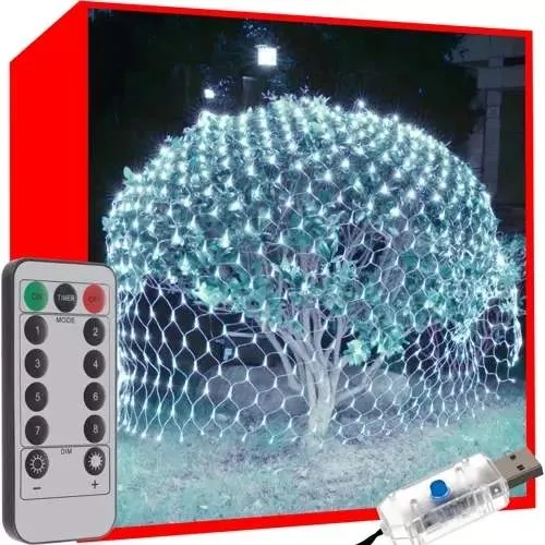 Ljusridå Mesh 160 LED USB Kallvit Fjärrkontroll