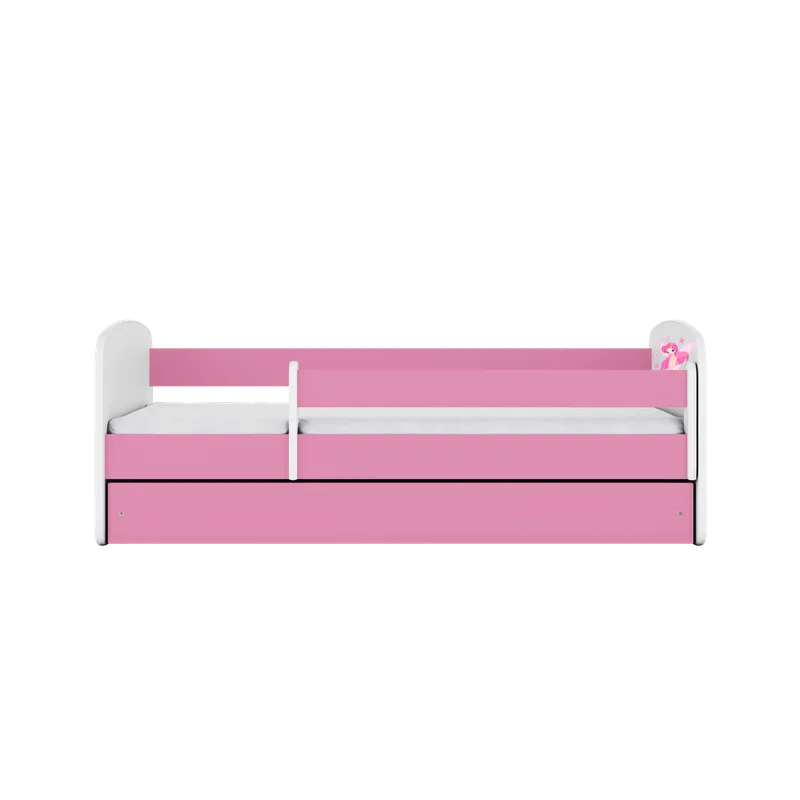 Babydreams juniorsäng fe/fjäril, med madrass, stödbräda, låda - vit/rosa laminat (160×80)