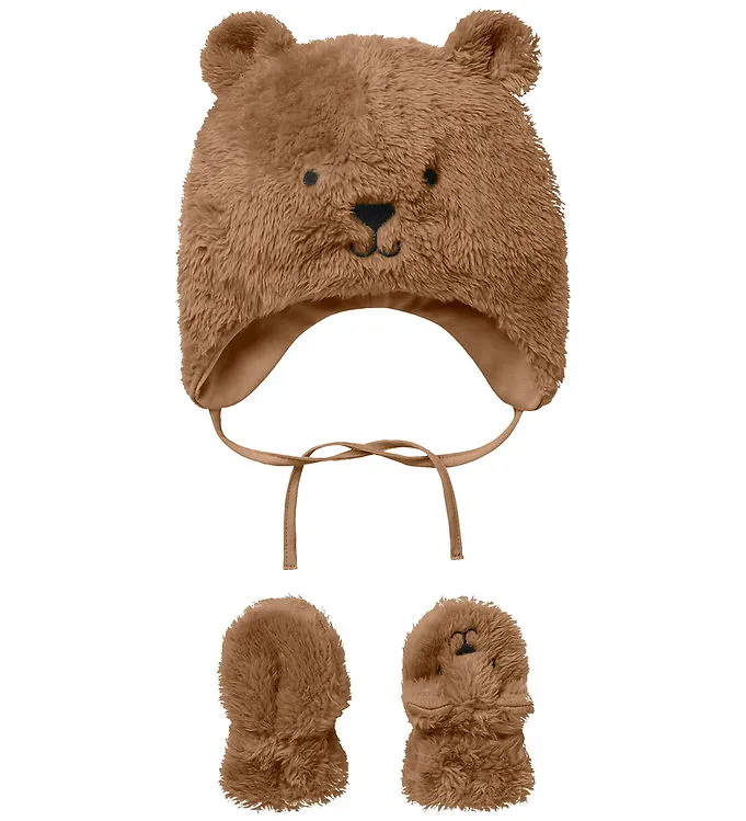 Name It Set - Mössa/Vantar - Teddy - NbnMatuta - Rostad Coconut (#7381)
