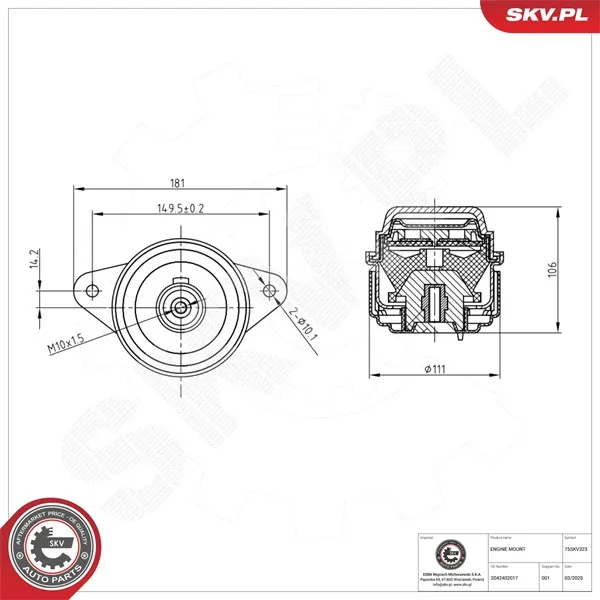 Motorkudde ESEN SKV 75SKV323